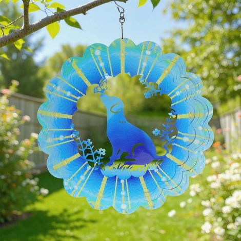 3D Windspiel Hund mit Schmetterling, Garten Deko für Innen & Außen