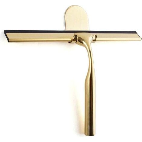 Tergivetro per doccia in acciaio inox color oro per il bagno, tergivetro largo per vetro della doccia [9,8''], silicone di alta qualità, doccia con supporto senza foratura, per doccia, bagno. (1/4)