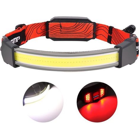Linterna frontal LED，correa para linterna frontal，recargable por USB，para deportes al aire libre，regulable en 3 niveles，correa impermeable (1/4)