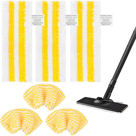 Lot de 6 Chiffons de Rechange en Microfibre Compatible avec Karcher Easyfix SC 1, SC 2, SC 3, SC 4, SC 5, Accessoires Karcher Nettoyeurs Vapeur(3 buses de sol et 3 buses manuelles) (1/5)