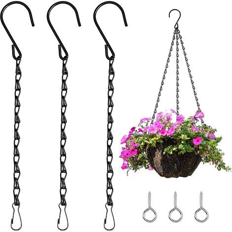chaînes en acier noir de 25 cm + 3 crochets à vis
