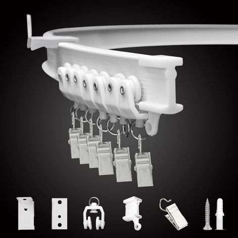Flexible Deckenvorhangschiene, faltbar, Decken-Wandhalterung, 10 Fuß gebogenes Vorhangschienensystem, für Wohnmobile (1/3)