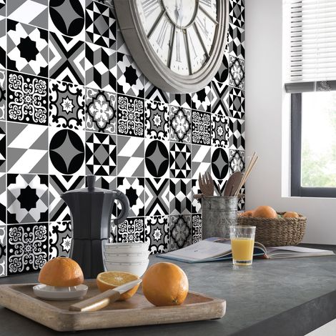 Stickers muraux - Sticker Mural Carrelage adhésif Cuisine Salle de Bain - 9 STICKERS CARRELAGES AZULEJOS ABEL - 9stickers15x15cm (1/5)