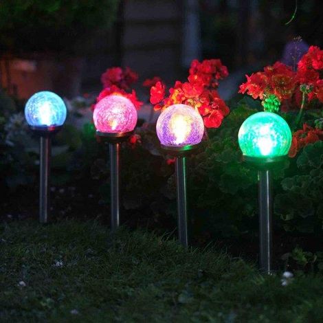 5 x Smart Garden Solar Colour Changing Rainbow Crackle Globe Orb Garden Lights (1/4)