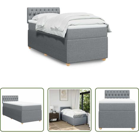 vidaXL Taschenfederkern -  Boxspringbett mit Matratze Hellgrau 90x190 cm Stoff (1/5)