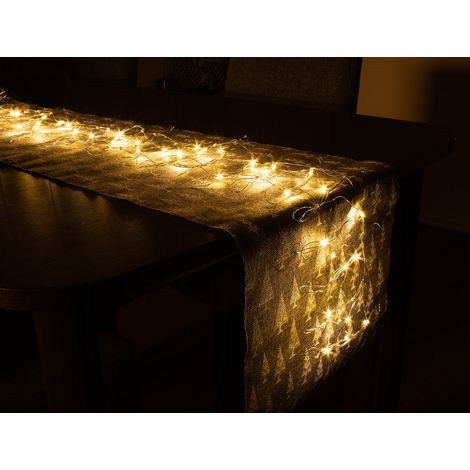 LED Tischläufer aus flexiblem Draht - 120 cm - Deko Beleuchtung warm weiß - Weihnachten Advent Winter Tisch Läufer Dekoration 50 LED Batterie betrieben