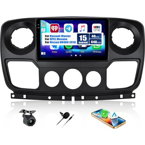 4+64G Android 15 CAMECHO 10 Inch Car Radio for Renault Master/Opel Movano/Nissan NV400 2010 with Backup Camera, Incell Bluetooth Radio with Wireless Carplay Android Auto GPS WiFi FM/RDS (1/5)