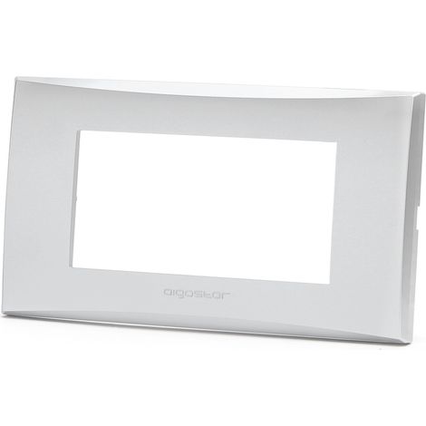 Placca 4 moduli 504 in plastica argento compatibile anche con Vimar Plana