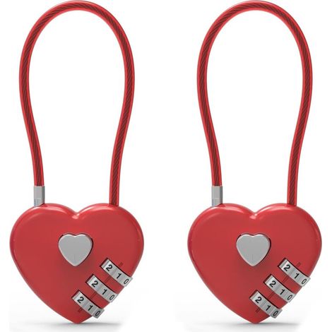 Petit cadenas à combinaison pour casier, câble antivol avec code, cadenas rouge, pour bagages, casiers de salle de sport, éclair de sacs à dos, armoires (1/5)