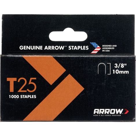 T25 Staples 10mm (3/8in) Box 1000 ARRT2538 (1/2)