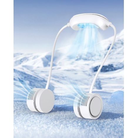 Neu 2026 Neck Fan, Cooling Neck Fan, Hands Free, 3 Speed ​​Adjustment, 1600mAh USB-C Rechargeable Battery for Work, Travel, Outdoor Sports White (1/5)