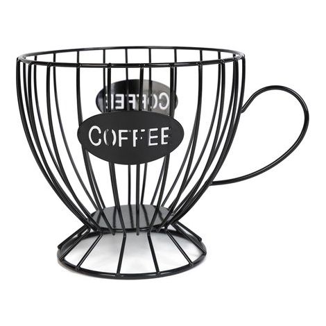 Cesta de frutas, Frutero, Cesta de frutas con forma de taza de café, Cesta para cápsulas de café, cocinas, oficinas y cafeterías, Color negro (1/5)