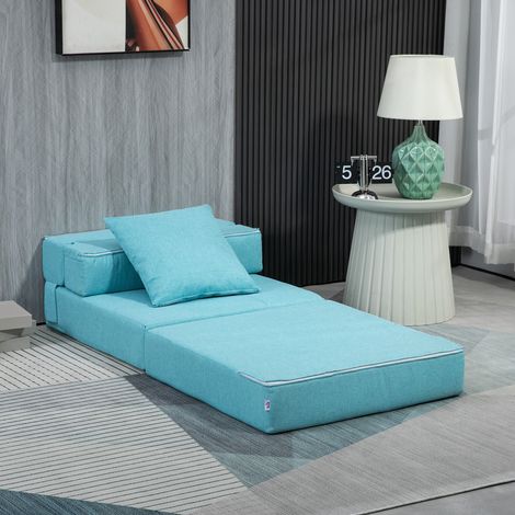 Schlafsofa/Sessel mit 1 abnehmbarem Kissen, blauer Stoff