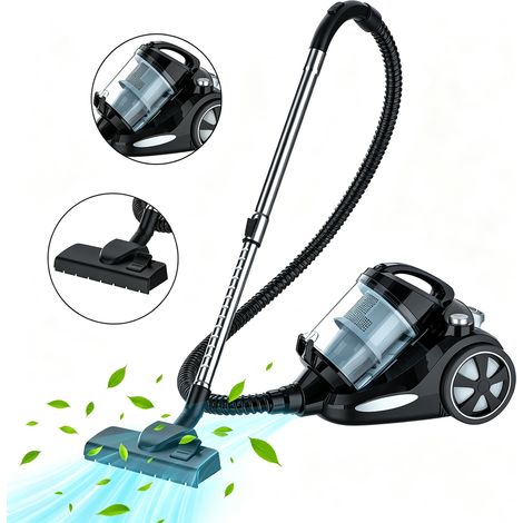 Aspirateur Sans Sac, Aspirateur cylindrique, Aspirateur pour Tapis et Sols, Silencieux, avec Brosse 2 En 1, 2000W, Câble 5 m, 4L (1/5)