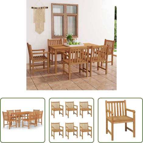Table de jardin en teck - Ensemble de salle à manger de jardin 7 pièces 160 x 80 cm en bois de teck massif (1/5)
