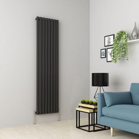 Warmehaus Oval Anthracite Radiator Vertical Single 1800x472mm