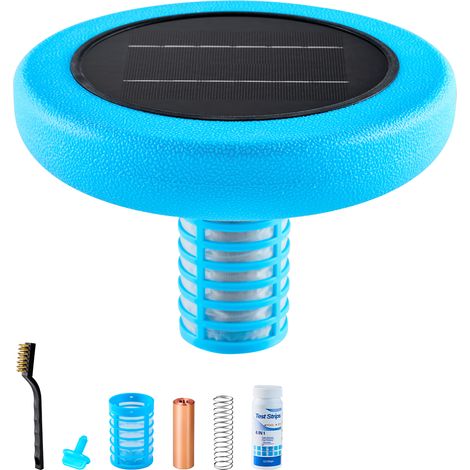 Mophorn Ionizador solar para piscinas, dispositivo flotante circular de cobre para piscinas de hasta 175.000l, purificador de agua automático sin cloro, incluye ánodo de cobre, resorte, cepillo (1/5)