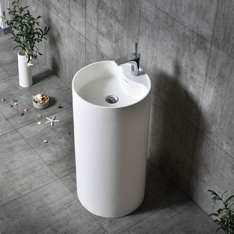 Lavabo monoforo free standing klaus plus artificial stone bianco opaco matt confezione 1 (1/2)