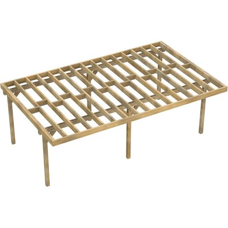Structure Terrasse Bois Pilotis Autoportée en Kit - 7x4,20m - Solives + Poteaux - Sapin Traité Autoclave