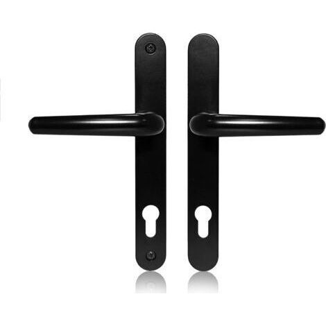 Poignée de porte en aluminium et noir (190mm distance entre les trous de vis, 218mm au total) Longue plaque arrière en , poignée de porte d'entrée en aluminium (1/4)
