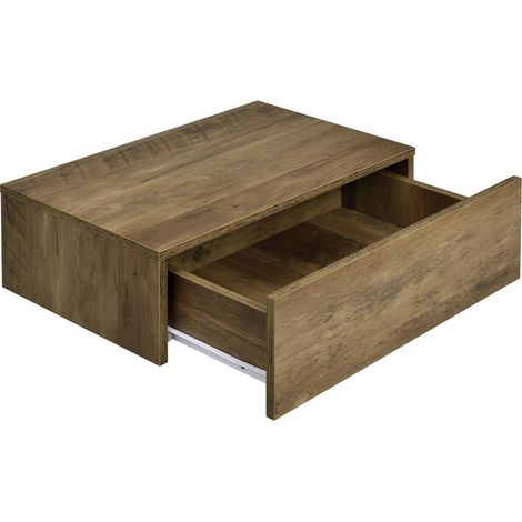 Set di 2 comodini mensola da parete per camera da letto con 2 cassetti 46 cm marrone 030000012