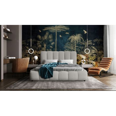 Polsterbett Doppelbett HEDA 140x200cm in Stoff Perfect Harmony Hellgrau (1/4)