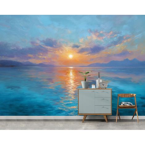 Fototapete Landschaft Ozean Sonne, für Wohnzimmer und Schlafzimmer, 150 x 105 cm – Komplettset inkl. Kleister & Anleitung (1/5)