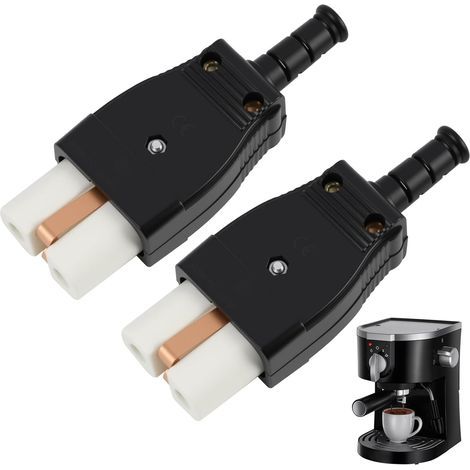Lot de 2 connecteurs 3 broches pour appareils chauds, avec insert en céramique, conversion en céramique, en matériau résistant à la chaleur, prise de rechange robuste pour fer à repasser gaufrier et (1/5)