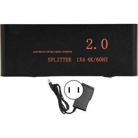 Répartiteur HDMI 1 entrée 4 sorties, boîtier distributeur AV Full HD 3D, compatible TV, moniteur, projecteur, 100-240V, prise américaine (1/5)