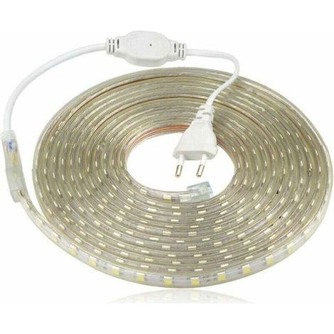 Ruban à LED, Bande LED Etanche, Lumineux Bandeau Led 220v, 5050 IP65 Etanche Bande Strip Led, Blanc chaud (6m) (1/4)