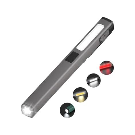 Linterna LED recargable, luz de trabajo COB con modos blanco y rojo, cable USB-C, luz de trabajo portátil de 6 modos con indicador de nivel de batería, impermeable, para camping, emergencias y tallere