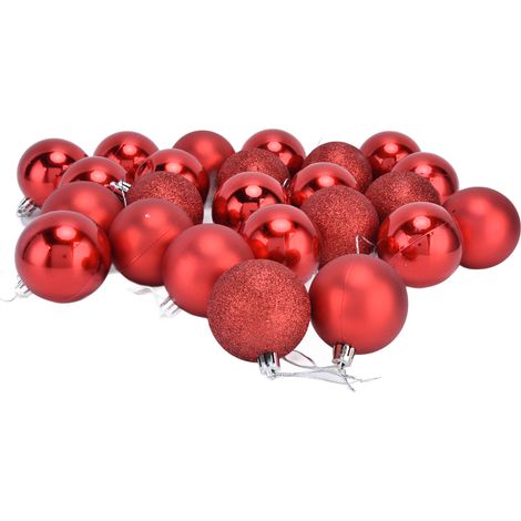 24 Boules de Noël 6cm à Paillettes Rouge pour Sapin, Décoration Fête Maison Bureau (1/5)