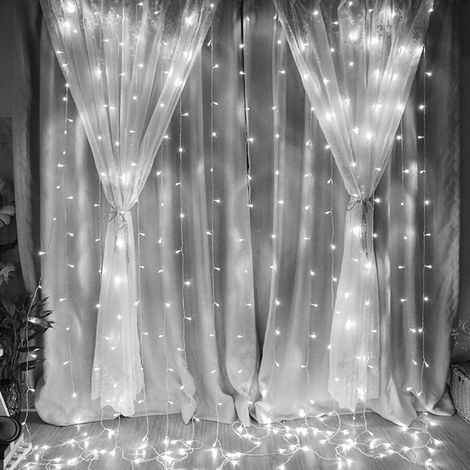 3 x 1 m lange Lichterkette mit 100 LEDs, USB-Fernbedienung, Kupferdraht, 8 Modi, für Partys, Hochzeiten, Vorhangbeleuchtung, Reinweiß (1/5)