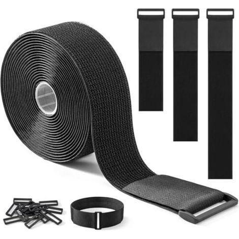 Sangle Velcro robuste de 5 cm x 5 m avec 15 boucles – Réglable, découpable et réutilisable, idéale pour les câbles, tuyaux, canalisations et plus encore (1/5)