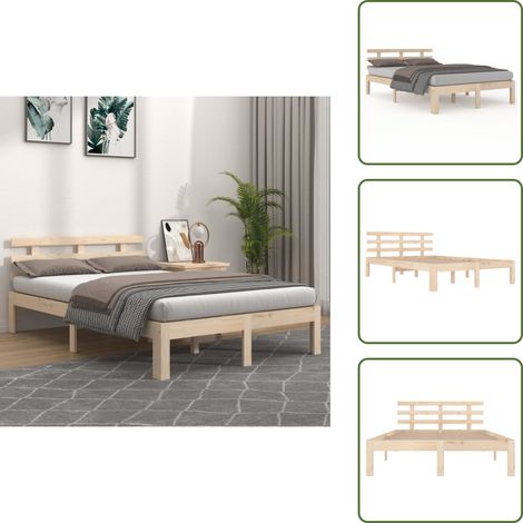 Cadre de lit sans matelas bois massif 150x200 cm - Cadre De Lit - Lit Double - Bois Massif - Lit Design - Literie (1/5)
