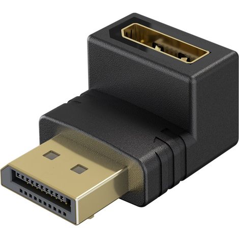 goobay Adaptador de ángulo DisplayPort 90 grados hacia abajo, 8K 144Hz, 4K 240Hz, DP 2.1, conector gaming a zócalo para PC, monitor, tarjeta gráfica - 77130 (1/5)