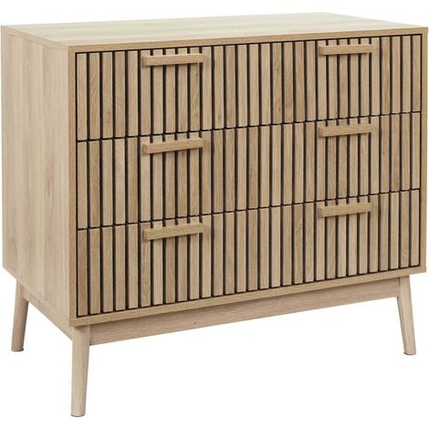 The Home Deco Factory – Commode enfant en bois brut marron – 4 portes de rangement – Dimensions : 80x40x90cm – Style naturel pour salon ou chambre (1/6)