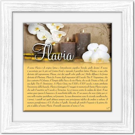 Lupia - Quadro mattonella Ceramica Modern White 29x29 cm con significato del nome Flavia (1/4)