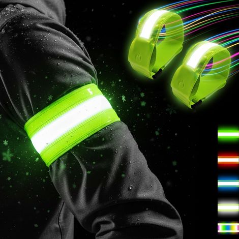 Verbesserte LED-Armbänder (2-teilig) – Wiederaufladbare und verstellbare, gut sichtbare Lauflichter – Sicherheitszubehör – Nachtlauf – 2-teilig (1/5)