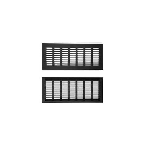 Grille de ventilation rectangulaire en alliage d'aluminium noir mat (300 mm × 80 mm, lot de 2) pour reprise d'air, compatible avec armoires, penderies et étagères à chaussures (1/5)