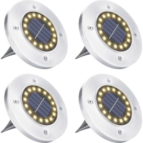 Pack of 4 Solar Garden Light 16 LED Solar Ground Light Waterproof Recessed Spotlight Lighting for Path Terrace Yard Lawn Stairs Warm White (1/5)