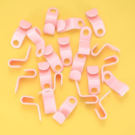Lot de 65 - Crochets De Connexion De Cintre - Crochets De Connecteur Pour Cintre - Crochets Organisateur De Pour Cintres Gain De Place - Rose (1/5)