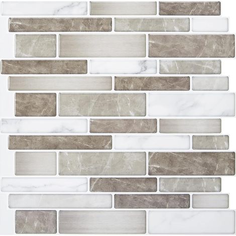 Art3d Lot de 10 Pièces Carrelage Adhésif Brun avec Motif Marbre  Pour Cuisine Salle de Bain,étanche (1/5)