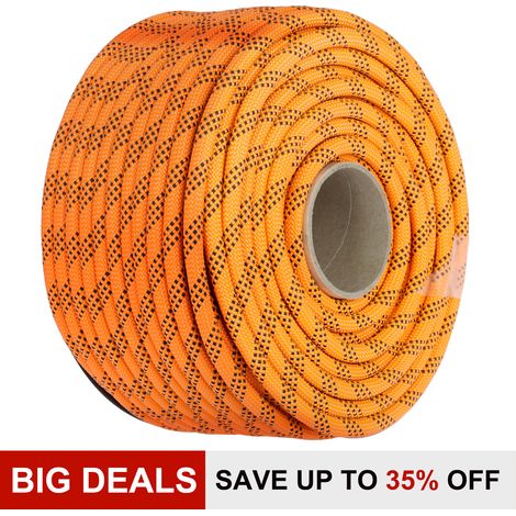 Mophorn Cuerda de poliester de doble trenza cuerda de tracción de nailon de 14 mm x 61 m cuerda de tracción de poliester de alta resistencia para arbolistas, jardinería, marina, actividades diarias (1/5)