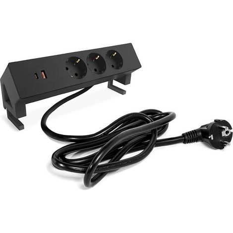 REGLETA DEKS 3TT+USB A/C NEGRO MATE / BLANCO (1/2)