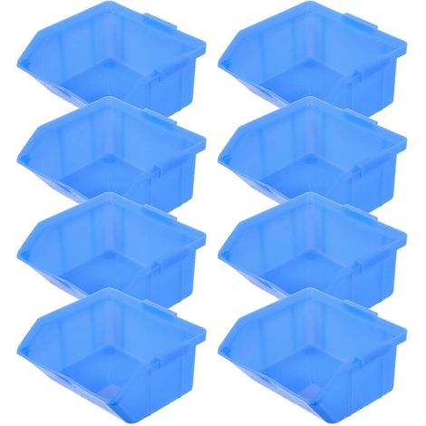 Ensemble de rangement pour entrepôt 8 bacs bleus empilables (1/5)