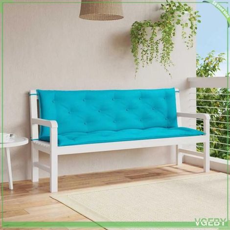 361715 Coussins de banc de jardin lot de 2 turquoise 150x50x7 cm tissu (1/5)