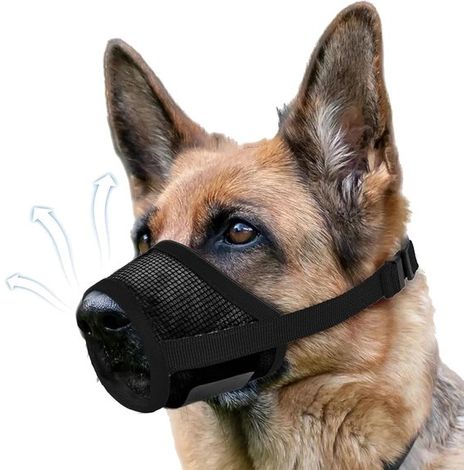 Maulkorb für Hunde – Antibellmaulkorb – Atmungsaktiver, verstellbarer Maulkorb für Hunde – Maulkorb für XL-Hunde – Schwarz (1/5)