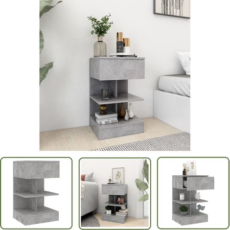 The Living Store Nachttisch Betongrau 40x35x65 cm Holzwerkstoff - Nachttisch - Wohnzimmer Dekoration - Holzwerkstoff - Grau - Betongrau (1/5)
