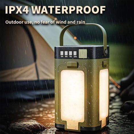 Lanterne de camping solaire - OKZ® - Rechargeable par USB - Éclairage 360° - 4 lames pliables - 6 modes de lumière LED (1/5)